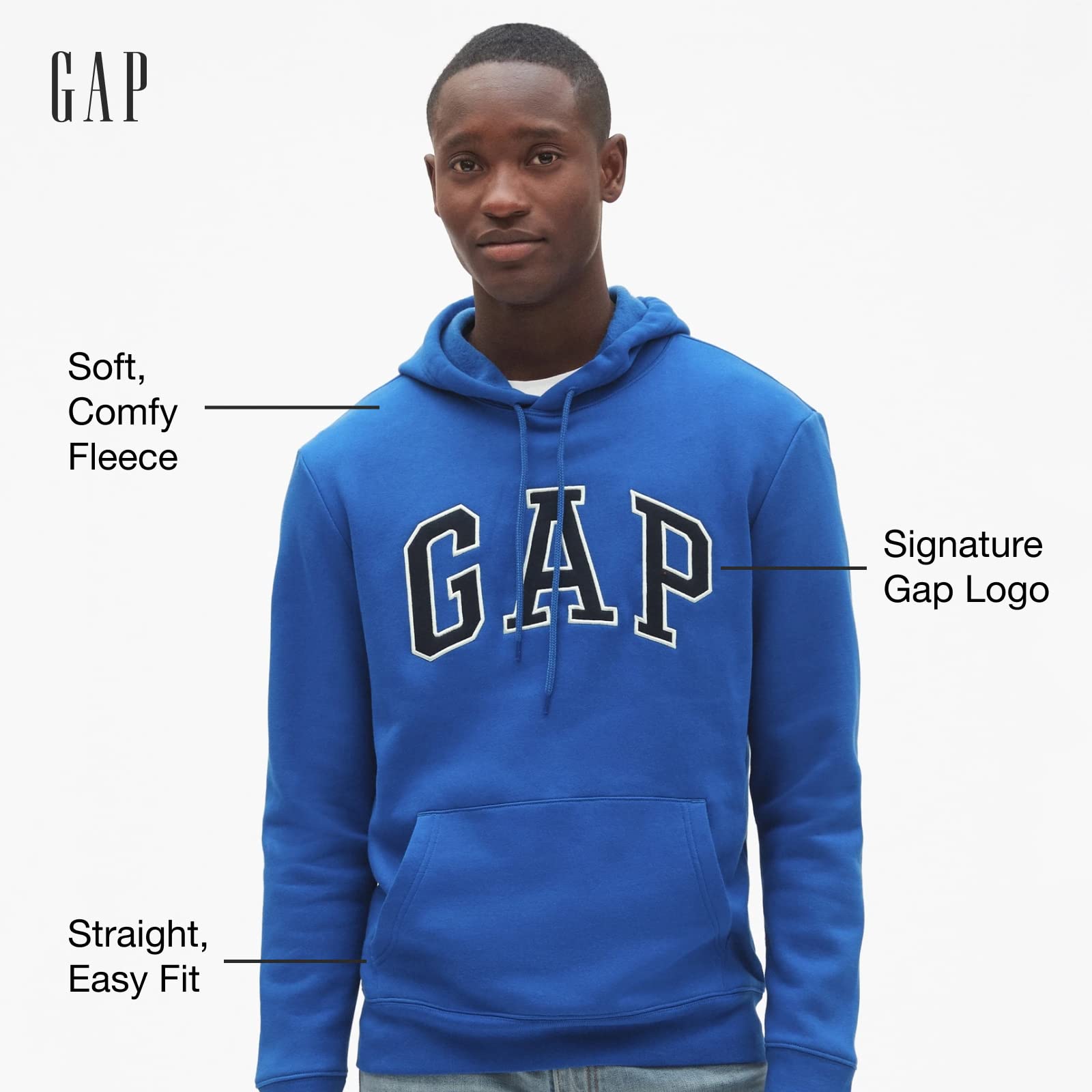 GAP mens Logo Fleece Hoodie Sweatshirt, Tapestry Navy, Large US