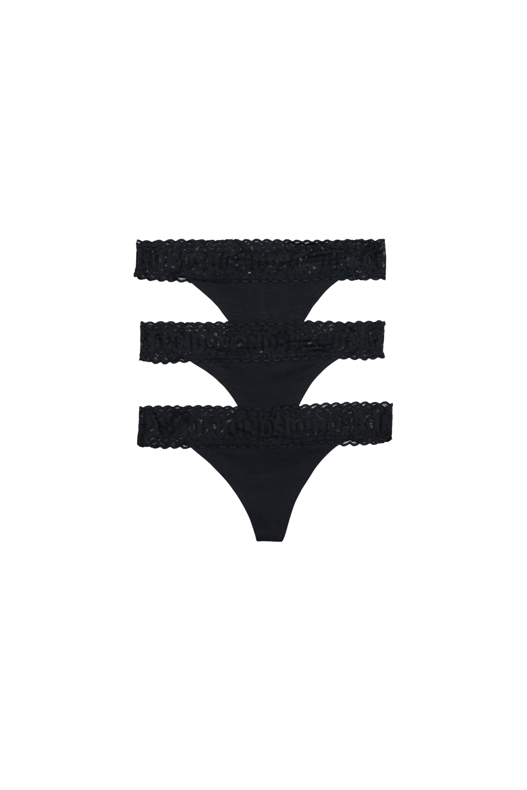 Bonds Women's Underwear Thong Pack, Lace-Top Icons Panties for Women, Stretchy Cotton-Blend, Low-Rise Underwear, 3-Pack Black