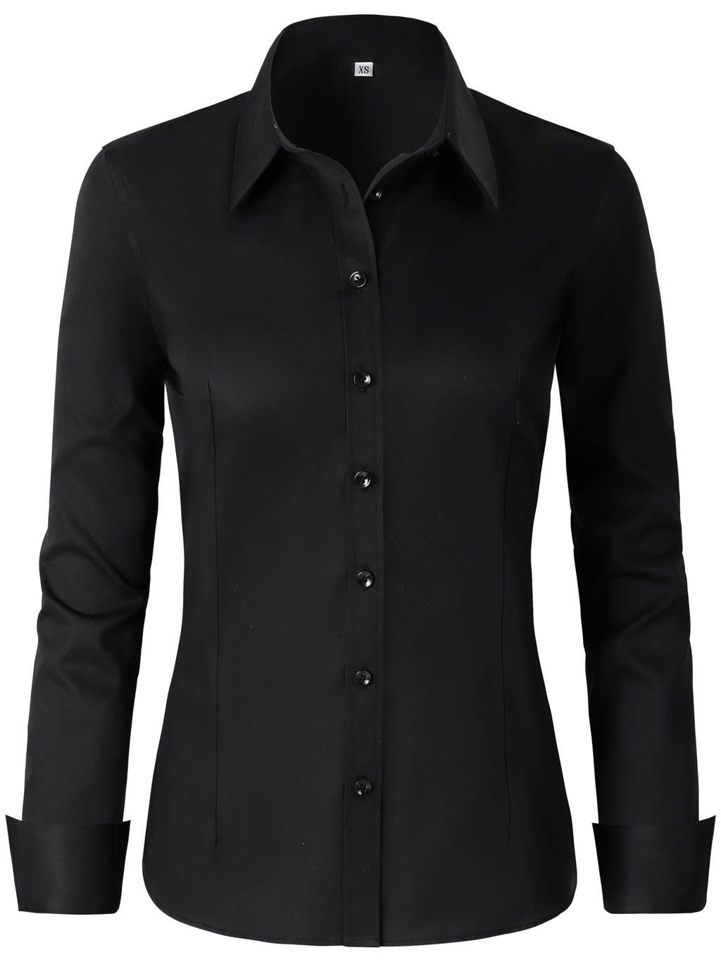 CUNLIN Blouses & Button-Down Shirts Women Cotton Collared Long Sleeve Dressy Casual Tops Womens Oxford Button up Down Dress Shirt Collar Work Office Blouse Vneck Tunic top Plus-Size 2X Black Size XXL