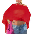 Women Sheer Poncho Top Lightweight Knit Crochet Shrug Bolero Mesh Batwing Sleeve Sweater Cover Up Beachwear