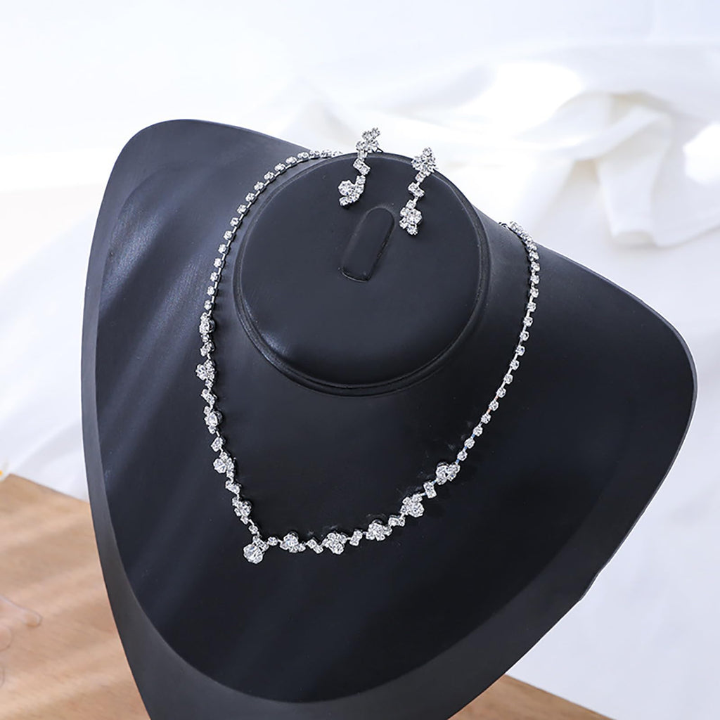 Tatibana Crystal Wedding Jewelry Set, Silver Necklace Earrings, Bracelet Crystal Bridal Wedding Jewelry Sets, For Brides Prom Costume Accessories or Party Accessories