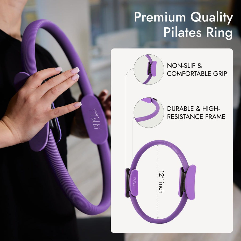 TTolbi Pilates Equipment - 10-in-1 Pilates Ring and Ball Set | Home Pilates Essentials Kit for Women & Accessories for at Home Workouts to Tone, Strengthen, Balance & Improve Flexibility