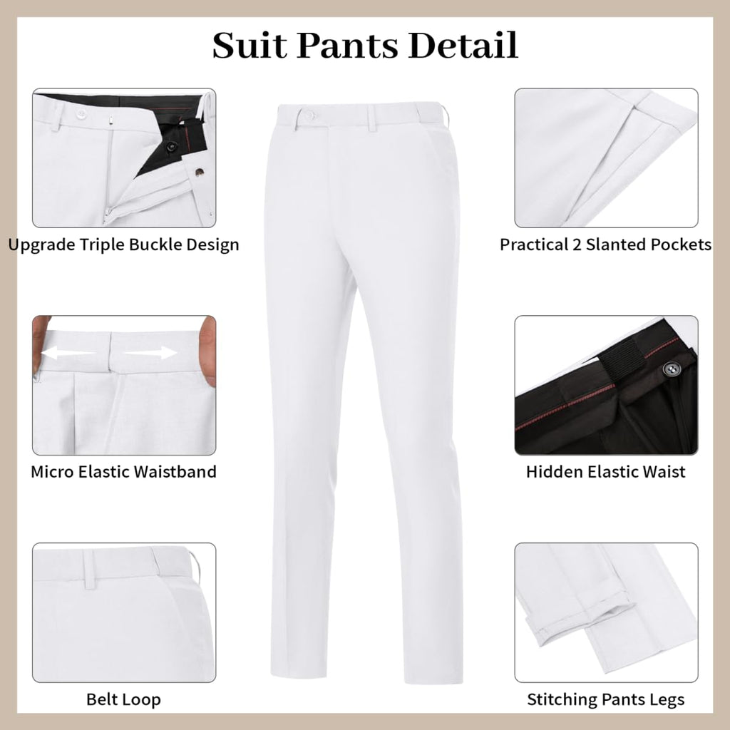 Double Breasted Suit Mens Slim Fit 2 Piece Mens Suit Blazer Dress Pants Set Formal Easter White Suit Men Prom Tuxedo Men M