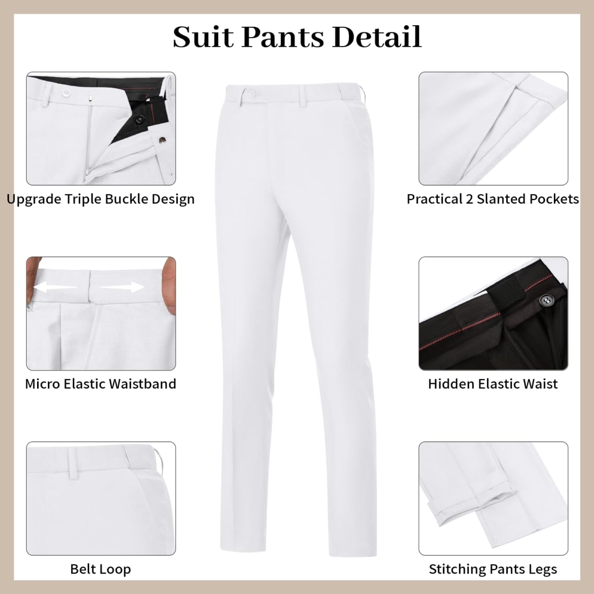 Double Breasted Suit Mens Slim Fit 2 Piece Mens Suit Blazer Dress Pants Set Formal Easter White Suit Men Prom Tuxedo Men M
