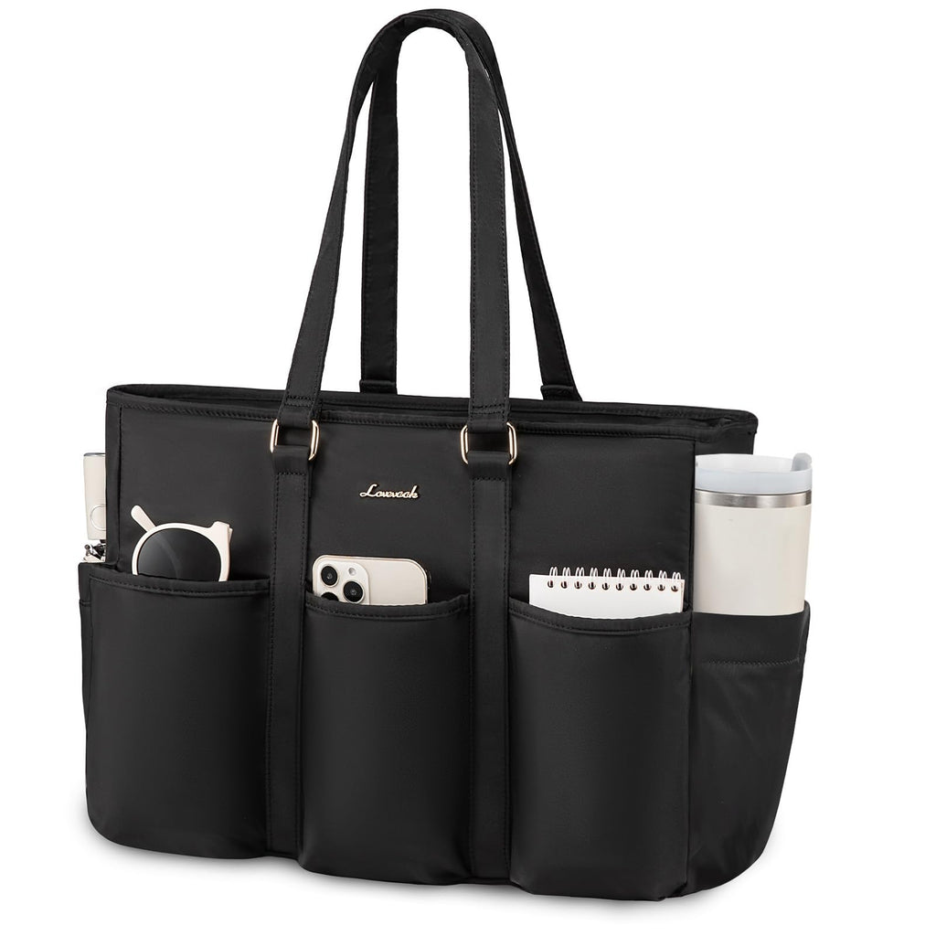 LOVEVOOK Laptop Tote Bag for Women Work, Teacher Tote Bag Nurse Bag With Large Cup Holder, Utility Professional Computer Bag For Work/Travel/College/Daily, Large Purse Handbag With Multi Pockets