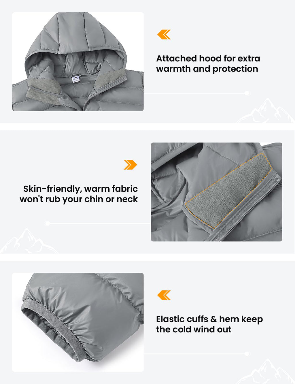 TBMPOY Mens Lightweight Packable Puffer Jackets with Hood Winter Bubble Coat Water-Resistant Puffy Jacket for Hiking Travel Ski Light Grey L