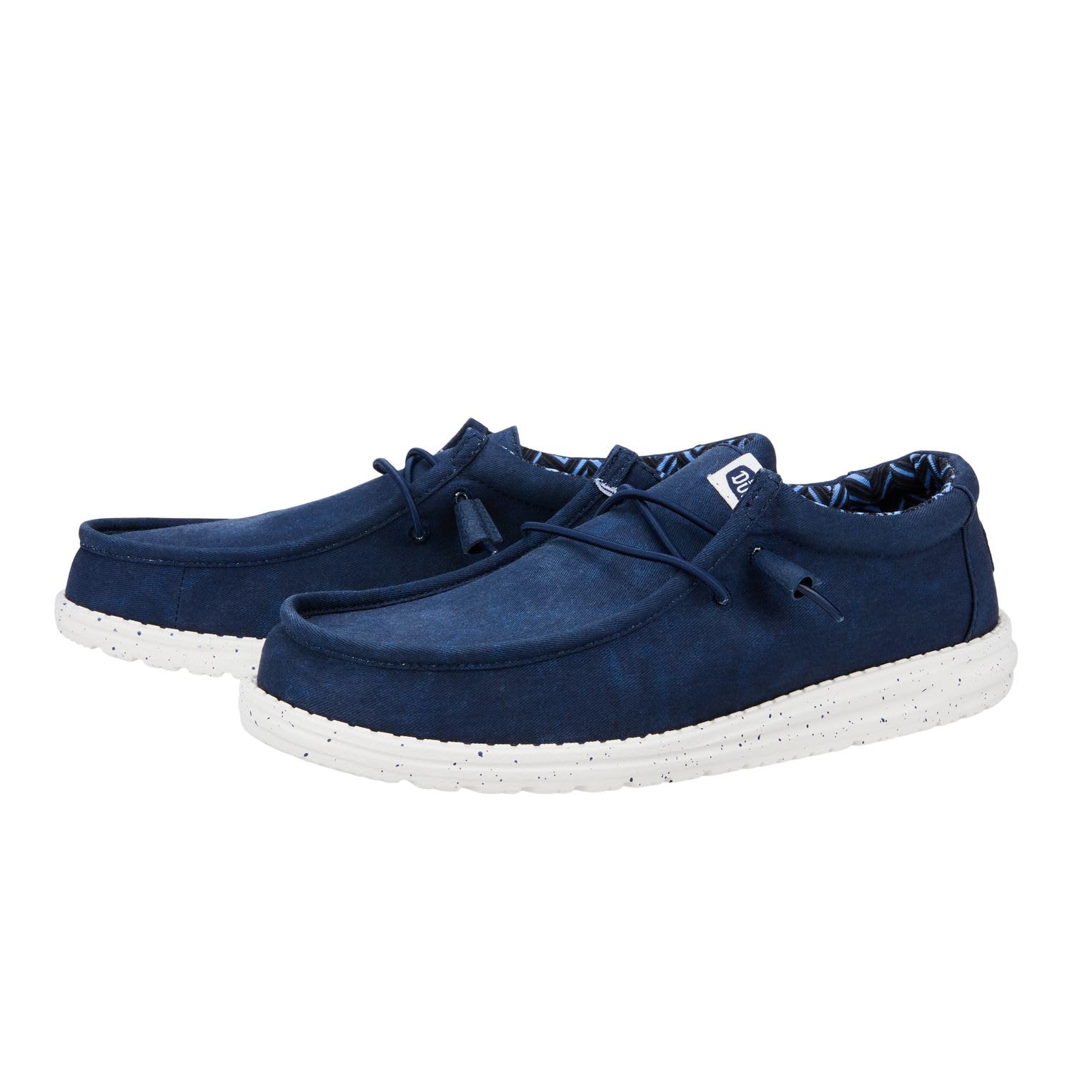 HEYDUDE Men's Wally Stretch Canvas Navy Size 8 | Men's Shoes | Men Slip-on Loafers | Comfortable & Light-Weight