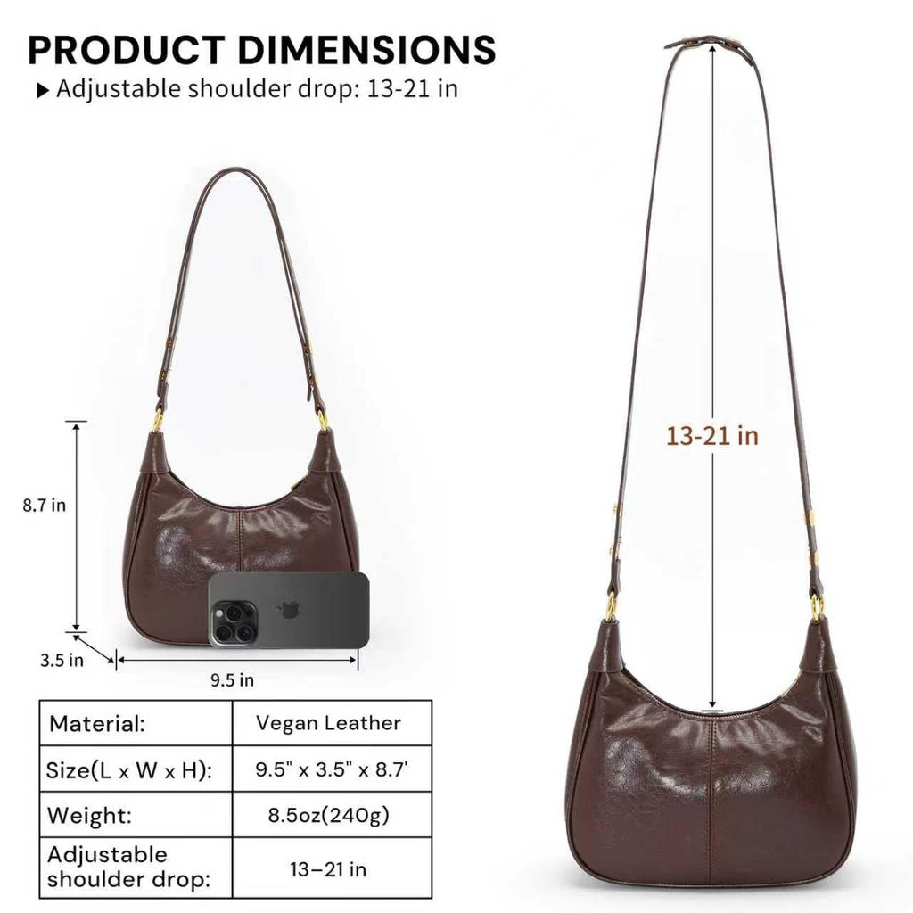 Shoulder Bags for Women Small Hobo Bags Crescent Shaped Cute Retro Tote Handbag Mini Clutch Purse with Zipper Closure (Brown)