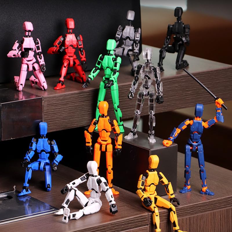 Dumwick Assembly Completed Titan 13 Action Figure Set,Titan 13 Robot Action Figures 3D Printed Multi Jointed Movable,Nova 13 Action Figure,Decorations for Action Figures (9pcs,Assembly Completed)