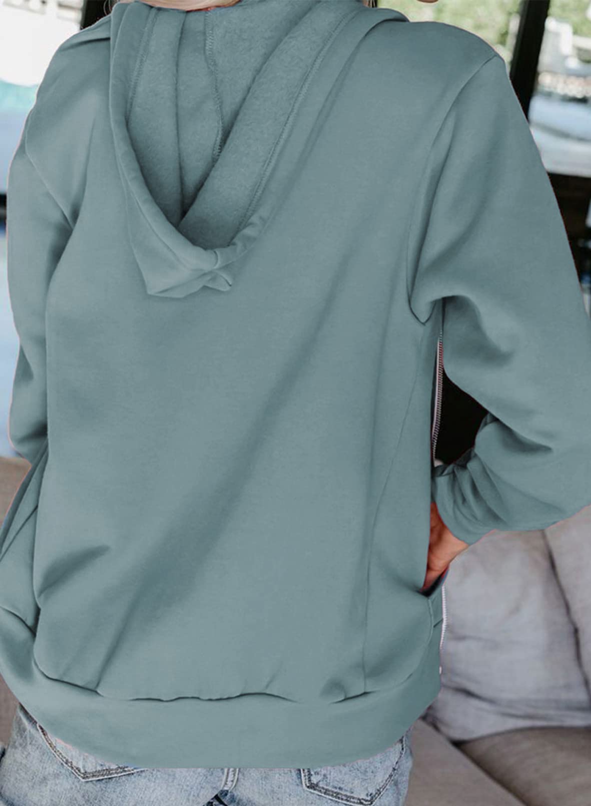 Dokotoo Women's Fall Plus Size Full Zip Up Hoodies Long Sleeve Solid Oversized Hooded Sweatshirts Pockets Jacket Coat for Women Teen Girls 2025 Fashion Casual Sky Blue XXLarge