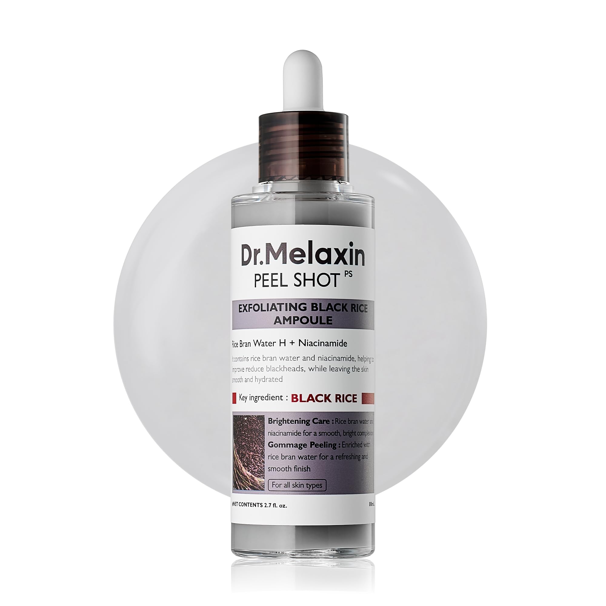 Dr.Melaxin Peel Shot Glow Rice Peeling Ampoule 80ml Daily Soft Exfoliating Face and Body Scrub Dead Skin Cells Blackhead Remover for All Skin Types korean skin care