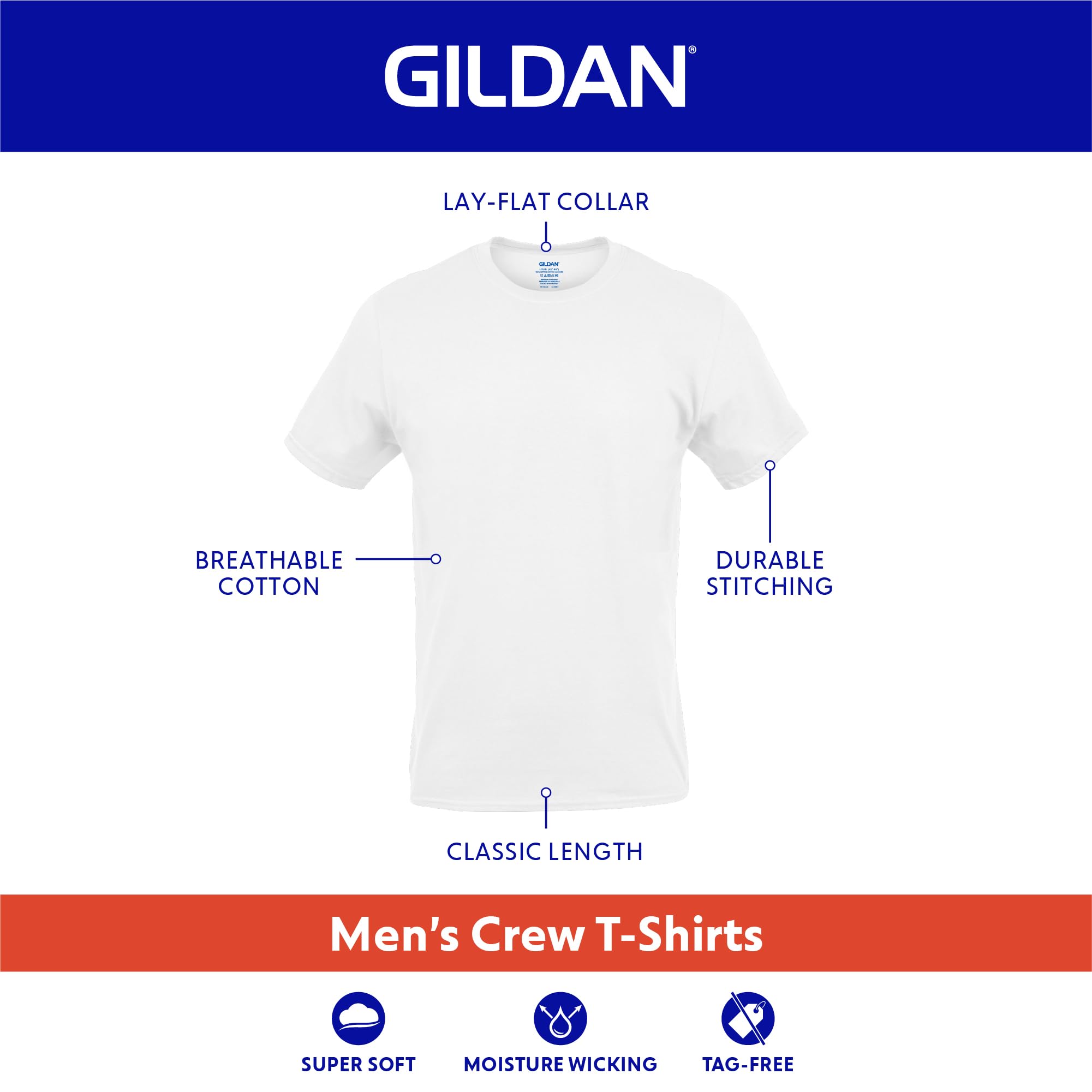 Gildan Men's Crew T-Shirts, Multipack, Style G1100, Black (6-Pack), X-Large