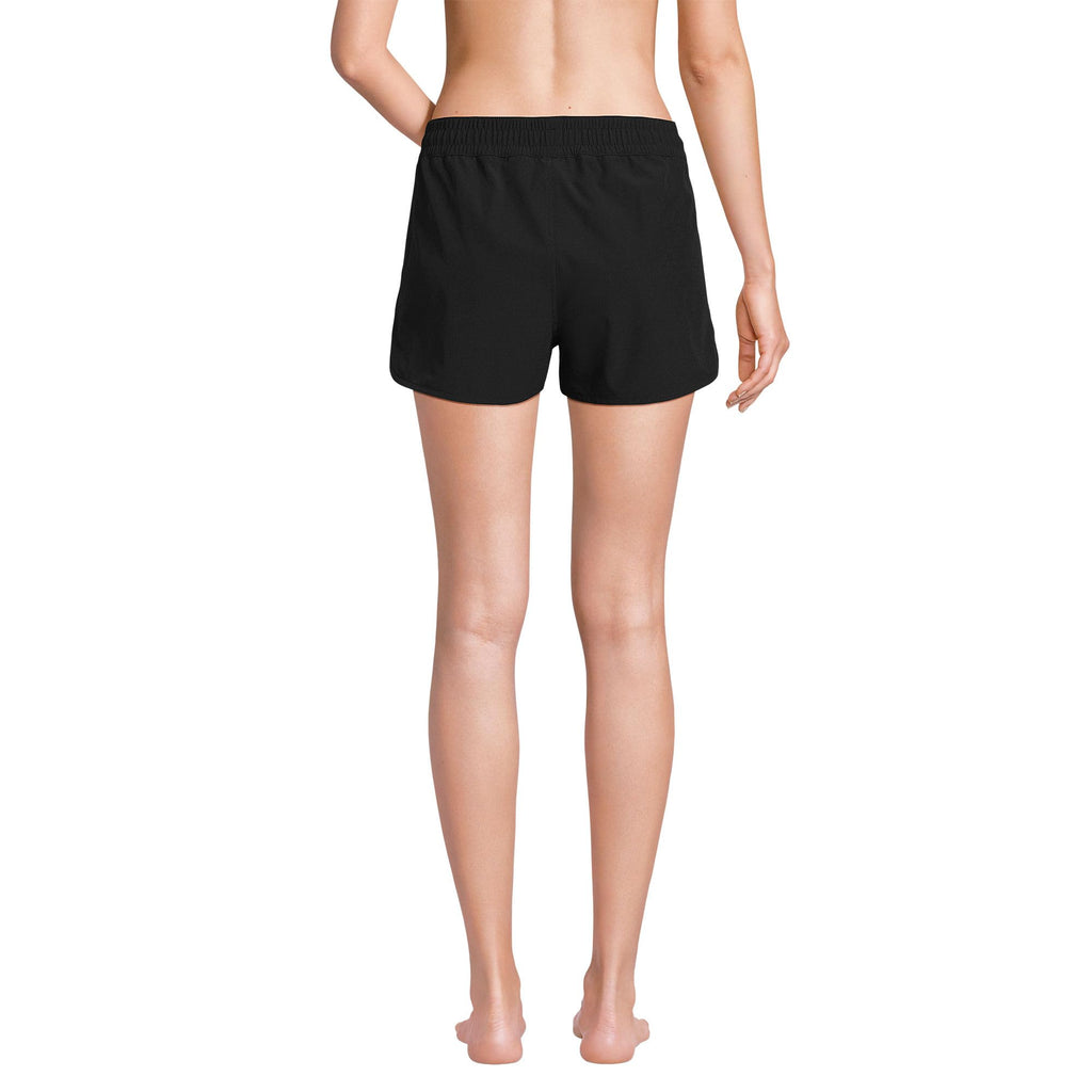 Lands' End Women's 3" Packable Cover-up Swim Shorts 2 Black