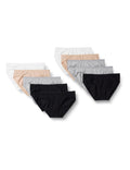 Amazon Essentials Women's Breathable Cotton Bikini Brief Underwear with Full Coverage, Pack of 10, Black/Grey Heather/Light Pink/White, X-Large