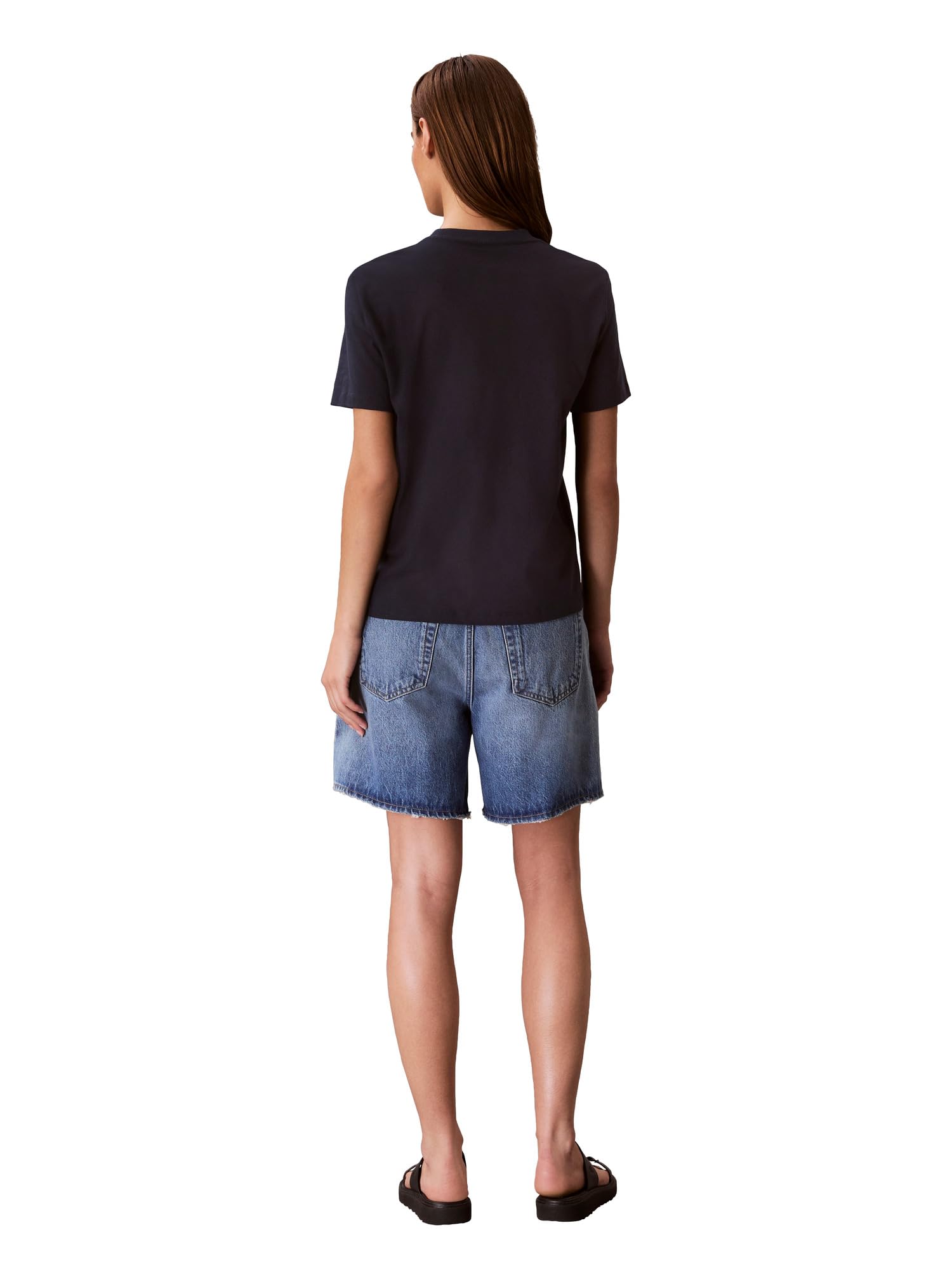 Calvin Klein Women's Monogram Logo Crewneck T-Shirt Dark Sapphire