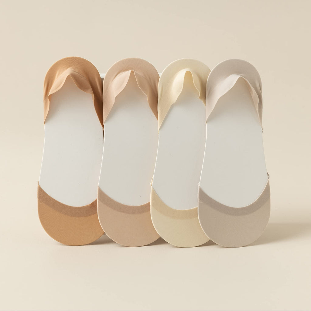 F Flammi No Show Socks Women Non-Slip Invisible Liner Socks Cotton for Flats Heels Pumps Lofers (6-9, 6 Pairs-Black+Nude)