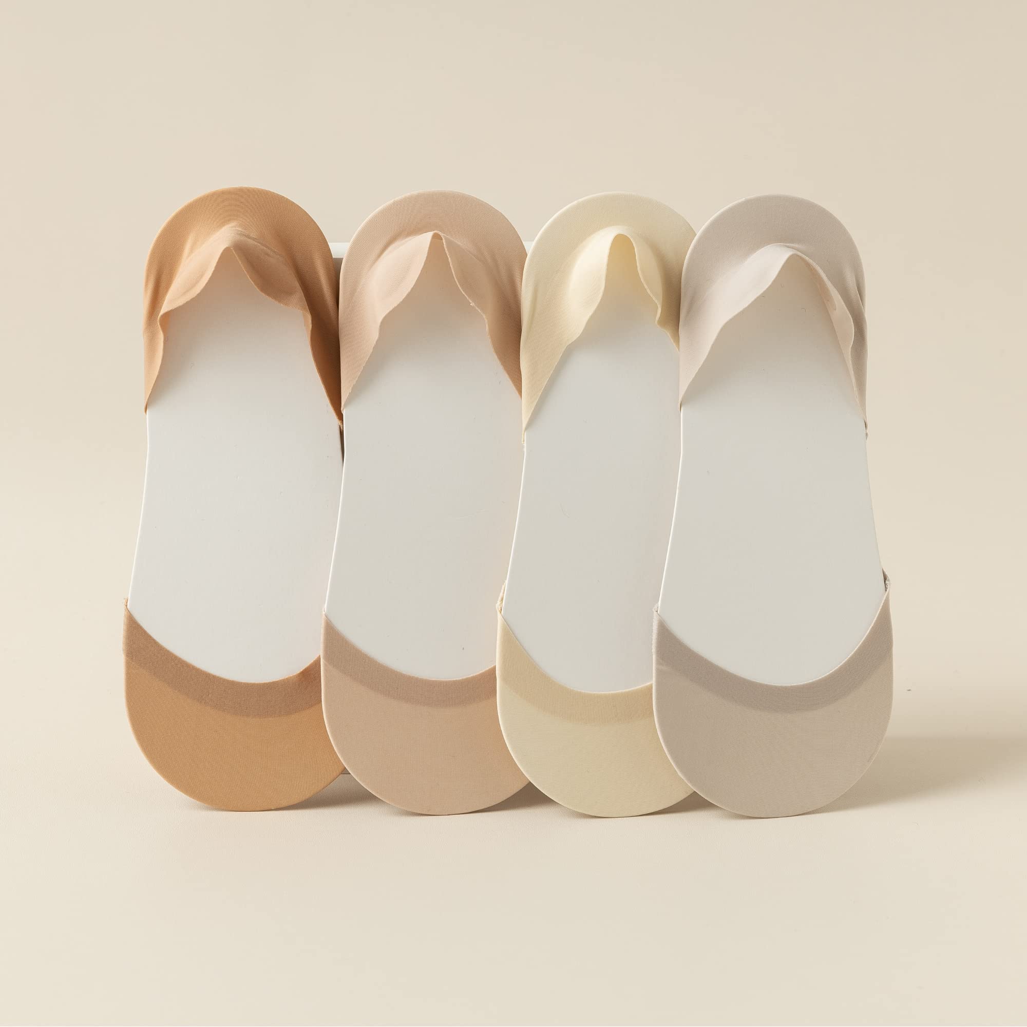 F Flammi No Show Socks Women Non-Slip Invisible Liner Socks Cotton for Flats Heels Pumps Lofers (6-9, 6 Pairs-Black+Nude)
