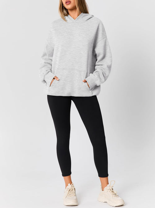 AUTOMET Womens Oversized Hoodies Fleece Trendy Sweatshirts 2026 Pullover Grey M