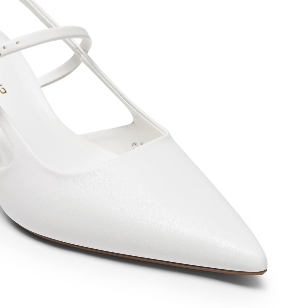 DREAM PAIRS Mary Jane Shoes Women Kitten Slingback Pointed Closed Toe Heels Dress Party Casual Comfortable Pumps Shoes,Size 7,White,SDPU26014W
