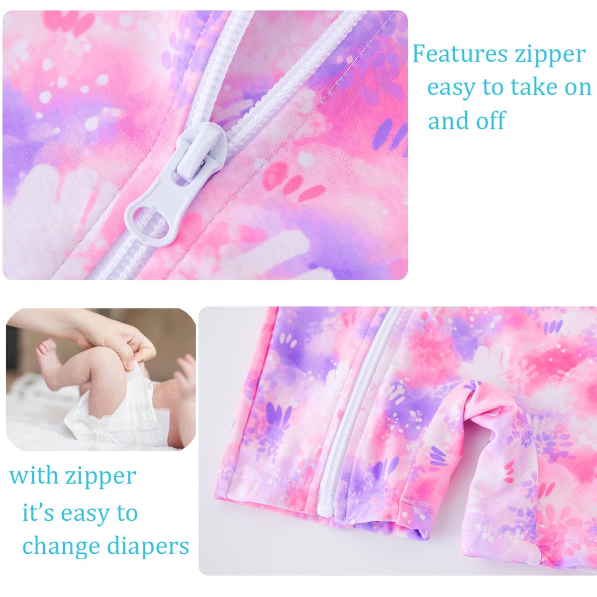 UMELOK Baby Girl Swimwear Infant Bathing Suit Rash Guard Swimwear UPF 50+ Sun Protection Swimsuit Rashguard Sunsuit Pink, Tie Dye-12-18M
