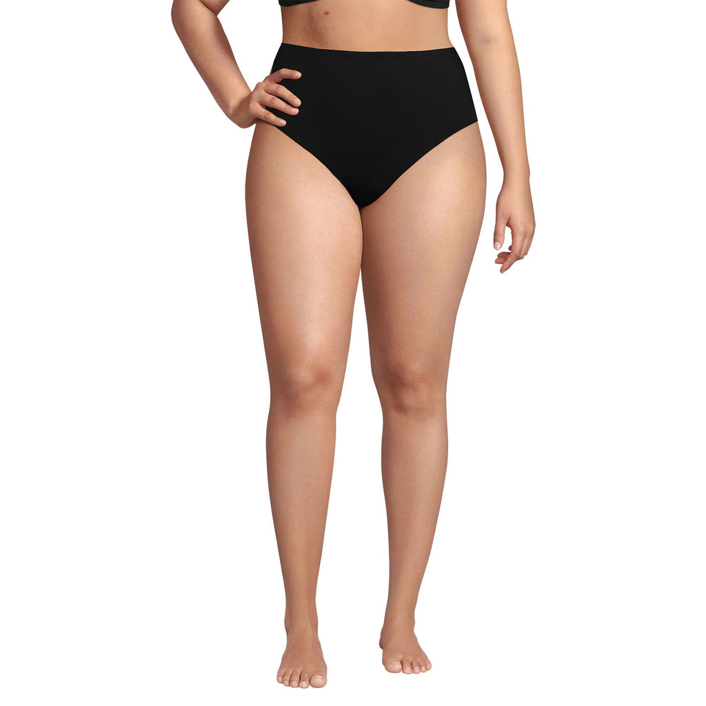 Lands' End Women's Cheeky High Waisted Bikini Bottoms 2 Black