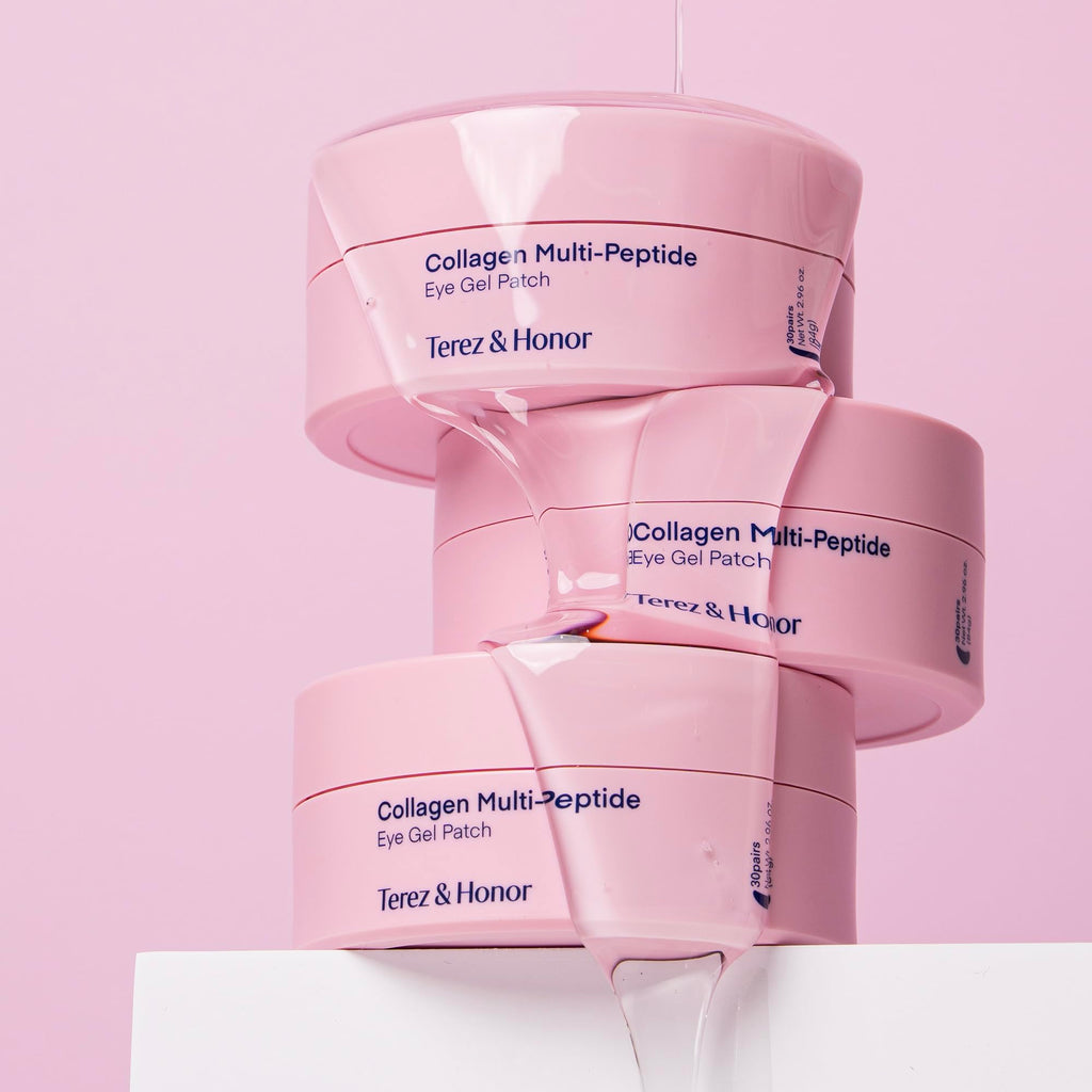 TEREZ & HONOR Peptide Collagen Under Eye Patches - 60 Korean Firming, Glowing & Hydrating Hydrogel Mask for Puffy Eyes, Dark Circles, Wrinkles, Fine Lines, Undereye Bags - Anti-Aging Eye Gel Pads