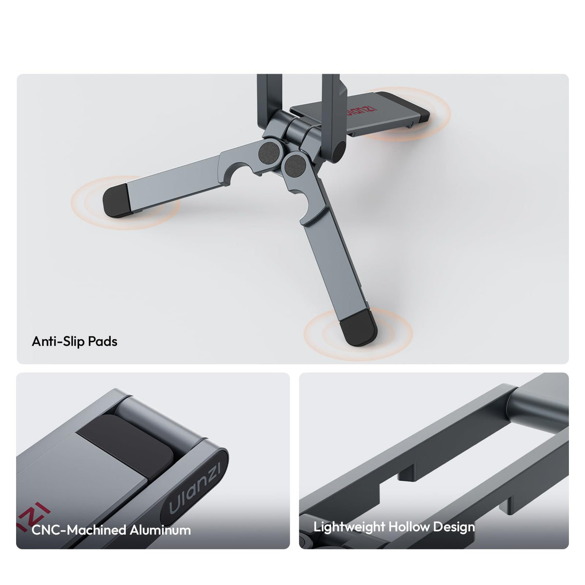 ULANZI MA62 Magnetic Phone Tripod Stand, Ultra-Slim 0.33in Pocket-Sized Foldable Kickstand, N52 Magnet Aluminum Alloy Mantis Hook Desktop Mount, 2.22oz Portable Mini Tripod for iPhone Android