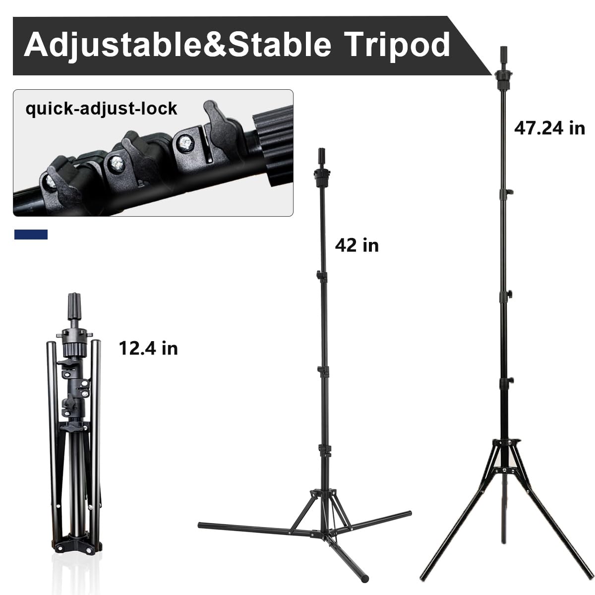 SZCY LLC 23 Inch Canvas Block Wig Head, 47 Inch Wig Stand Tripod with Head, Mannequin Head for Wigs Display with Wig Caps, T C Pins Brush