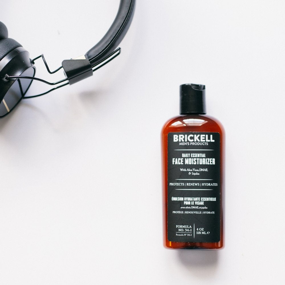 Brickell Men's Daily Essential Face Moisturizer for Men, Fast-Absorbing Face Lotion with Niacinamide, Green Tea, and Hyaluronic Acid, 4 Ounce, Scented