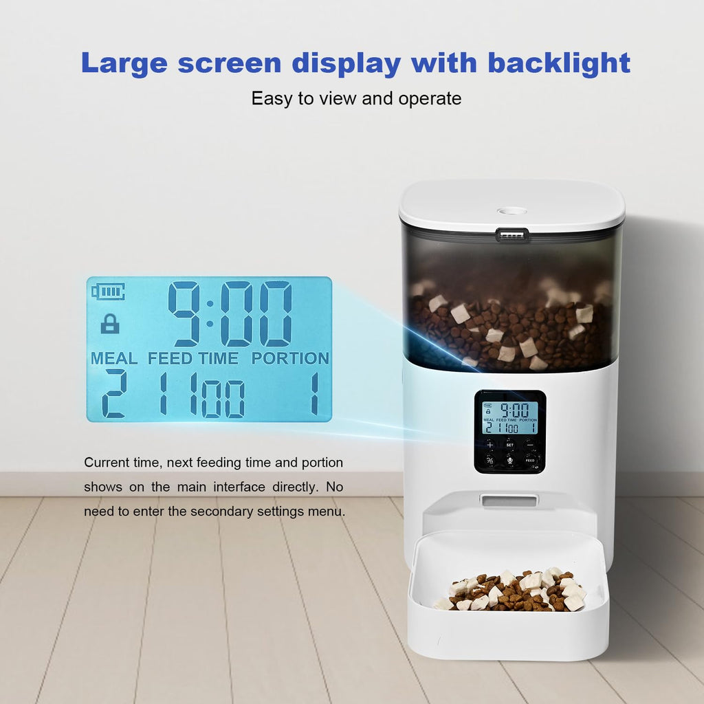 Automatic Cat Feeder, 4L Cat Food Dispenser with 10s Voice Recorder, Pet Feeder up to 8 Meals per Day, Timed Dog Feeder with Dry Food Sealed Ring