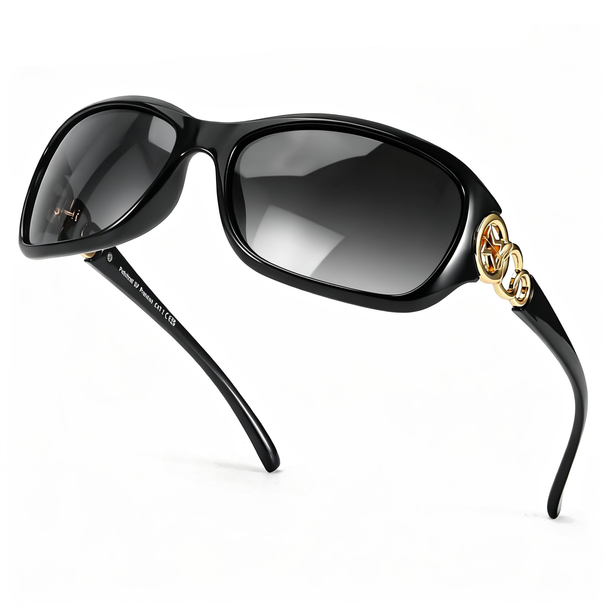SIPHEW Women's Polarized Sunglasses - Wrap Around Stylish Rectangular Frame w UV Protection Sun Glasses for Women