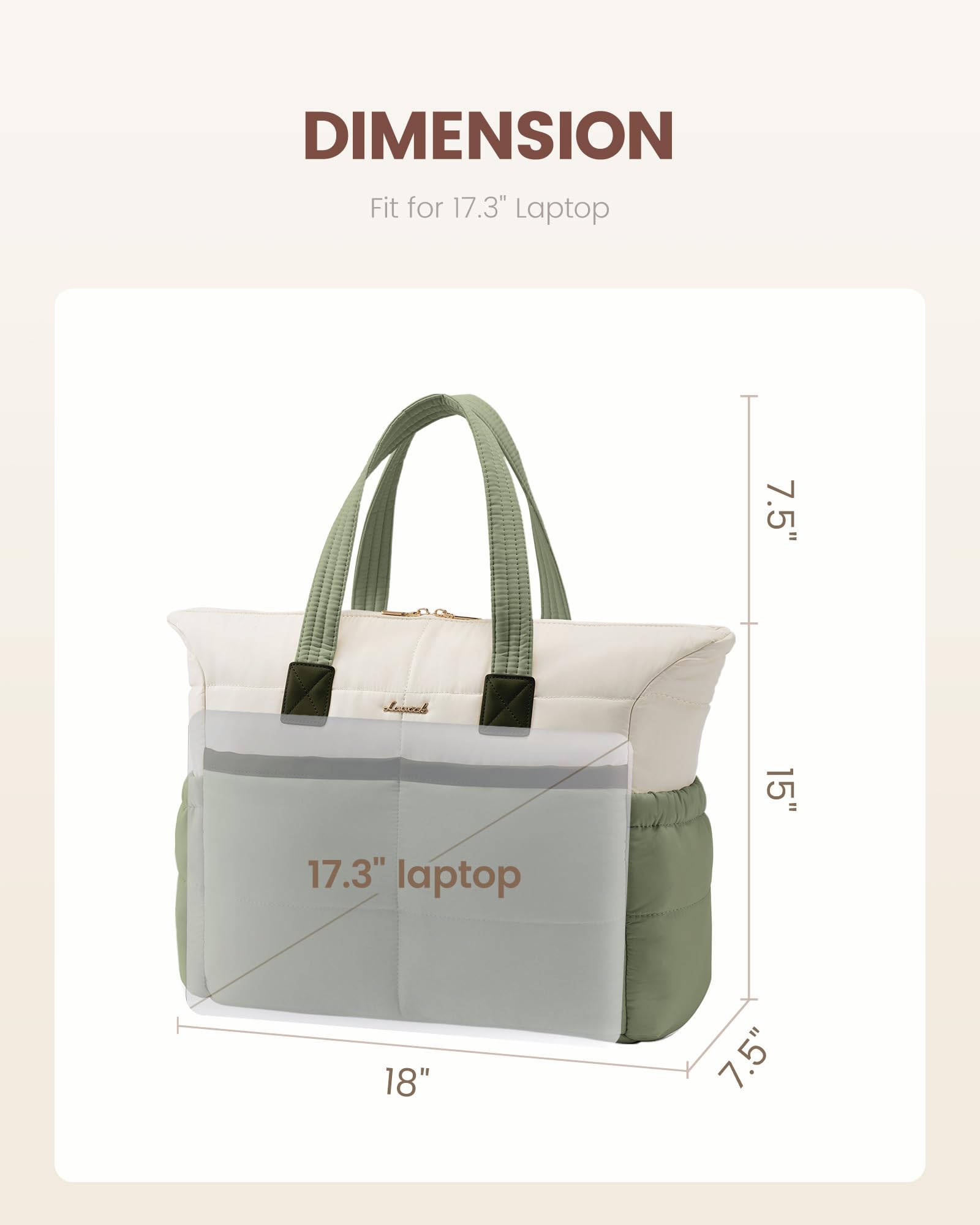 LOVEVOOK Puffer Laptop Bag for Women 17 Inch,Large Lightweight Work Bag Computer Bags for Laptops Tote Bag,Cute Teacher Bag Purse Handbags with Laptop Compartments for Daily,Travel,Business,Office