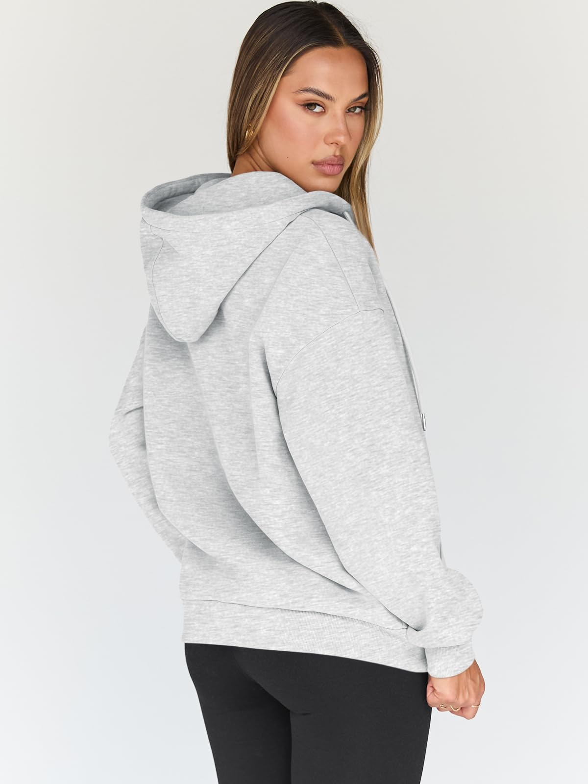 Trendy Queen Womens Zip Up Hoodies Oversized Sweatshirts Fall Fashion Spring Outfits Casual Jackets 2026 Winter Clothes Grey S