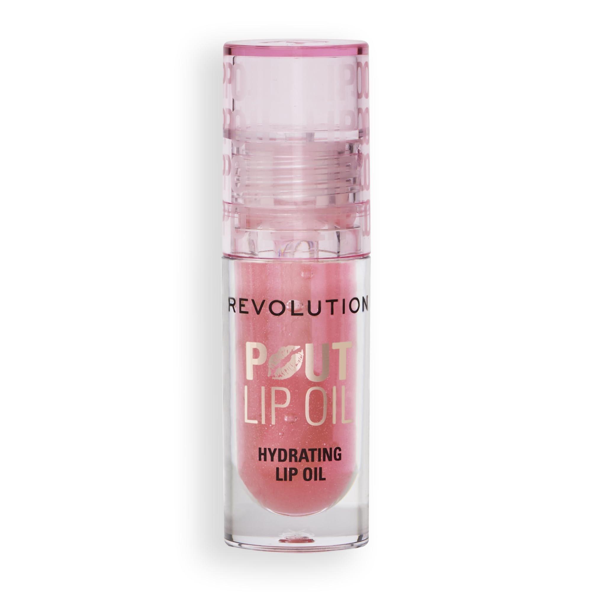 Revolution Beauty London, Pout Lip Oil, Nourishing Tinted Lip Oil, High Shine, Non-Sticky Finish, Vegan & Cruelty-Free, Glam Pink Shimmer, 0.13 oz