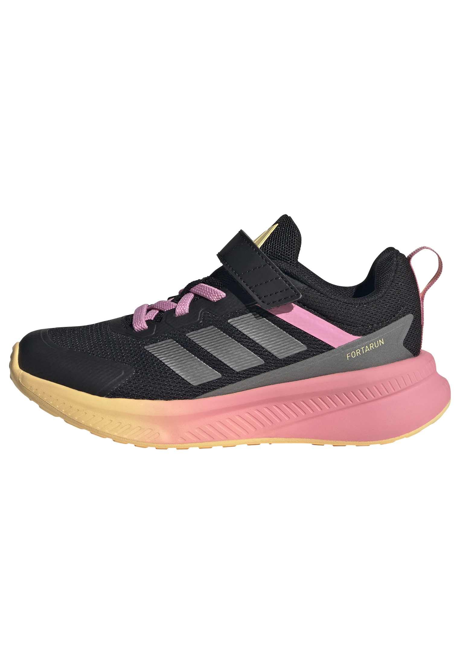 adidas Unisex-Kids Fortarun 4.0, Black/Iron Metallic/Bliss Pink, 3