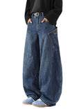 Nutriangee Men's Baggy Barrel Wide Leg Jeans for Men Women Loose Fit Streetwear Y2k Hip Hop Denim Pants, Blue 166, 30
