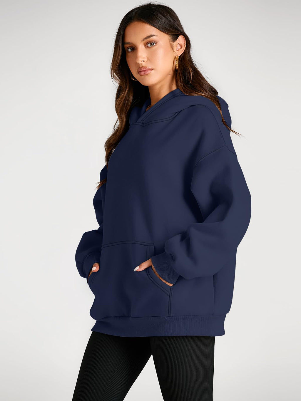 Trendy Queen Womens Oversized Hoodies Fleece Sweatshirts Fall Fashion Pullover Sweaters Winter Clothes Navy M