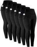 LZYVOO Leggings with Pockets for Women, 6 Packs Soft High Waisted Tummy Control Workout Yoga Pants(6Black-S)