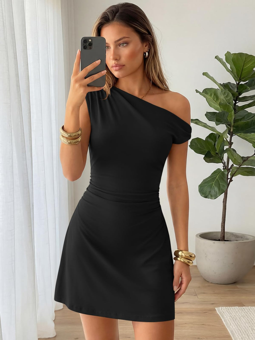 Trendy Queen Womens Off The Shoulder Dresses Cocktail Mini Dress Summer 2026 Going Out Bodycon Sexy Party Club Spring Fashion Outfits Black XS