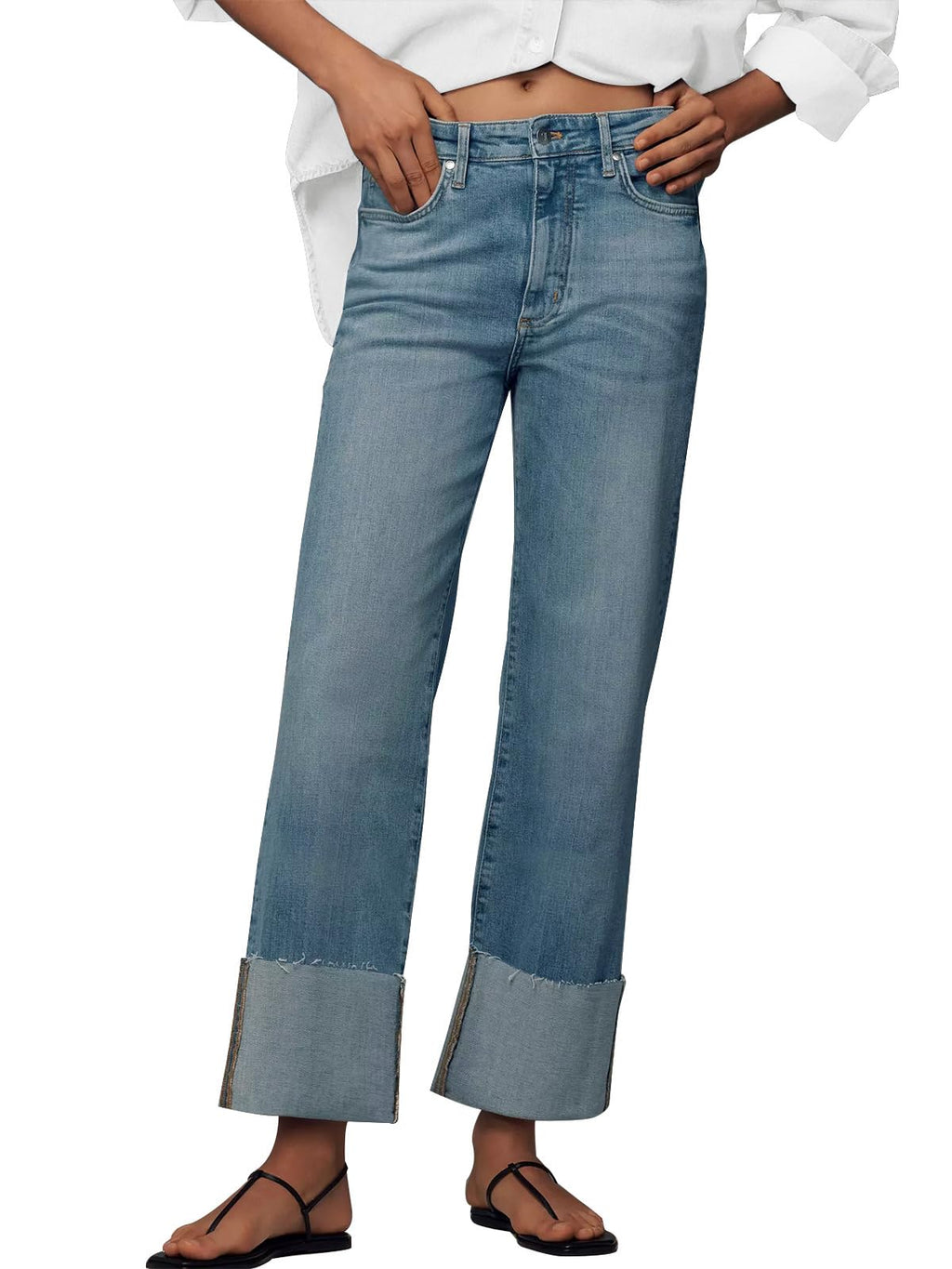 KUNMI Jeans for Women Wide Leg Baggy High Waist Boyfriends Straight Leg Stretchy Denim Pants Trendy Fall 2026 Myosotis 4