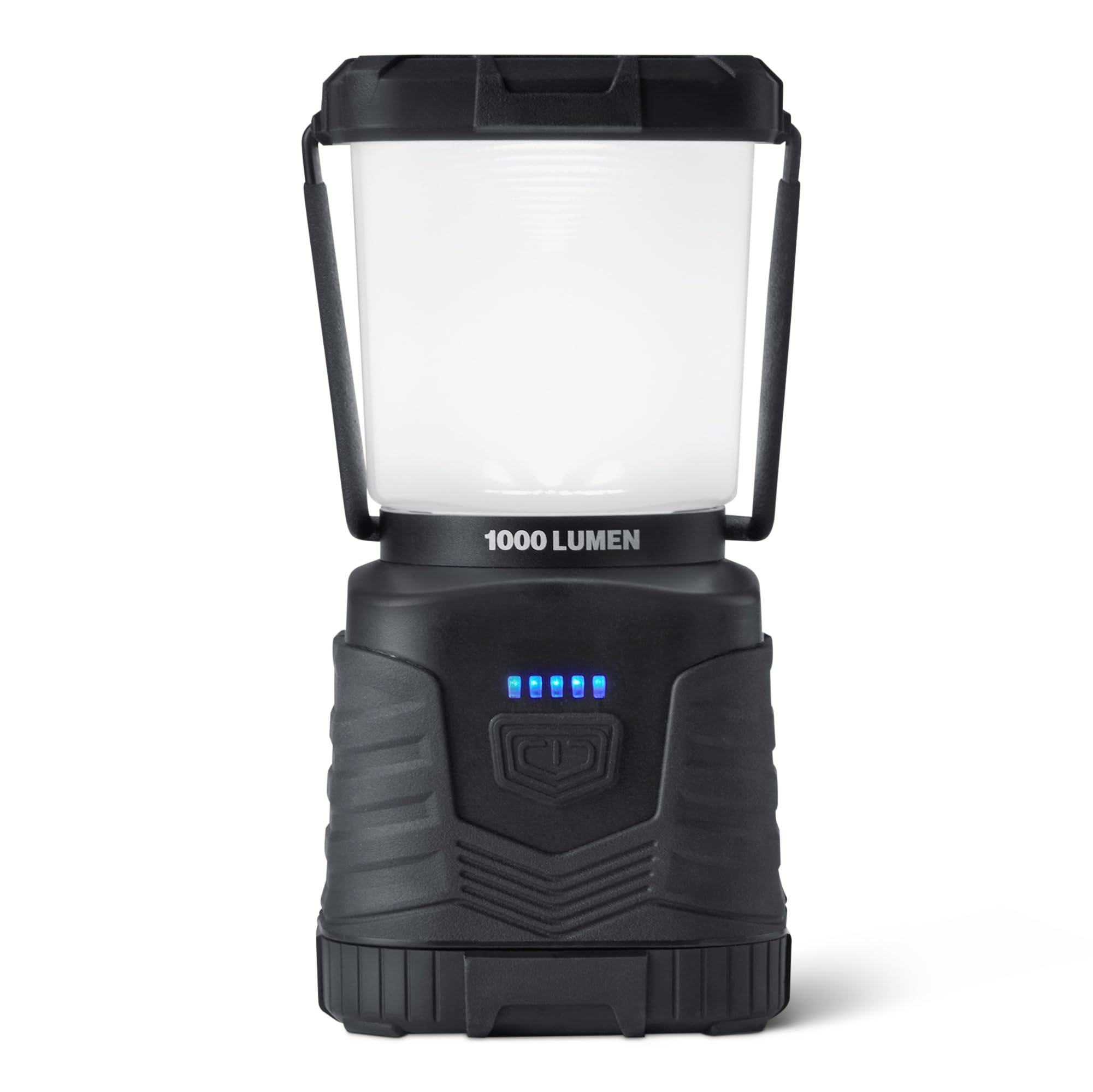 Amazon Basics Camping Essentials Lantern, 360-Degree 1000 Lumen LED, Adjustable Dimmable with 4 Lighting Modes, Water Resistant IPX4, Black (Batteries Not Included)