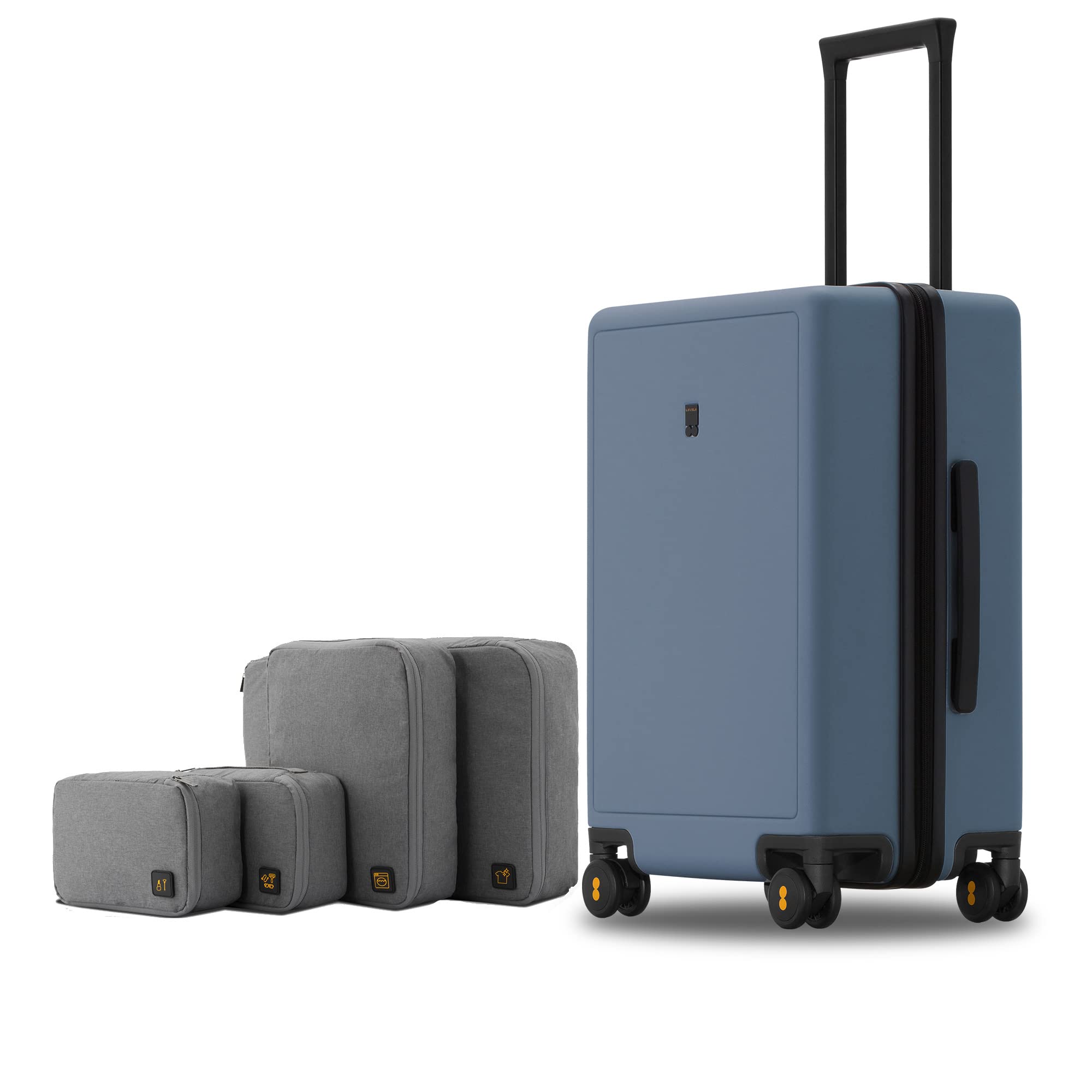 LEVEL8 Elegance Carry-on Suitcase, 20 Inch Carry on Luggage, Hardside Large Suitcases with Wheels, Tavel Bag with Tsa Lock,Blue Grey