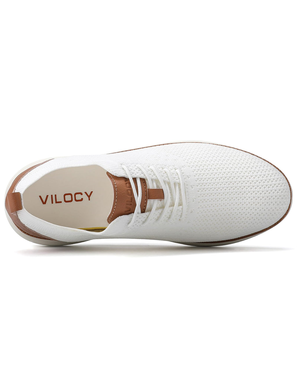 VILOCY Men's Dress Sneakers Oxfords Casual Business Shoes Lace Up Lightweight Walking Knit Mesh Fashion Sneakers White,EU43