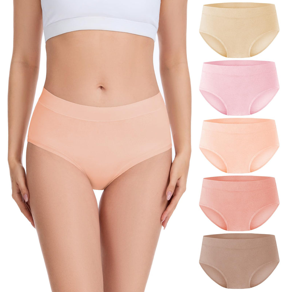 Migbean Viscose From Bamboo Women's Underwear Mid Waisted Ladies Cotton Panties Sweat Wicking Soft Full Coverage Briefs