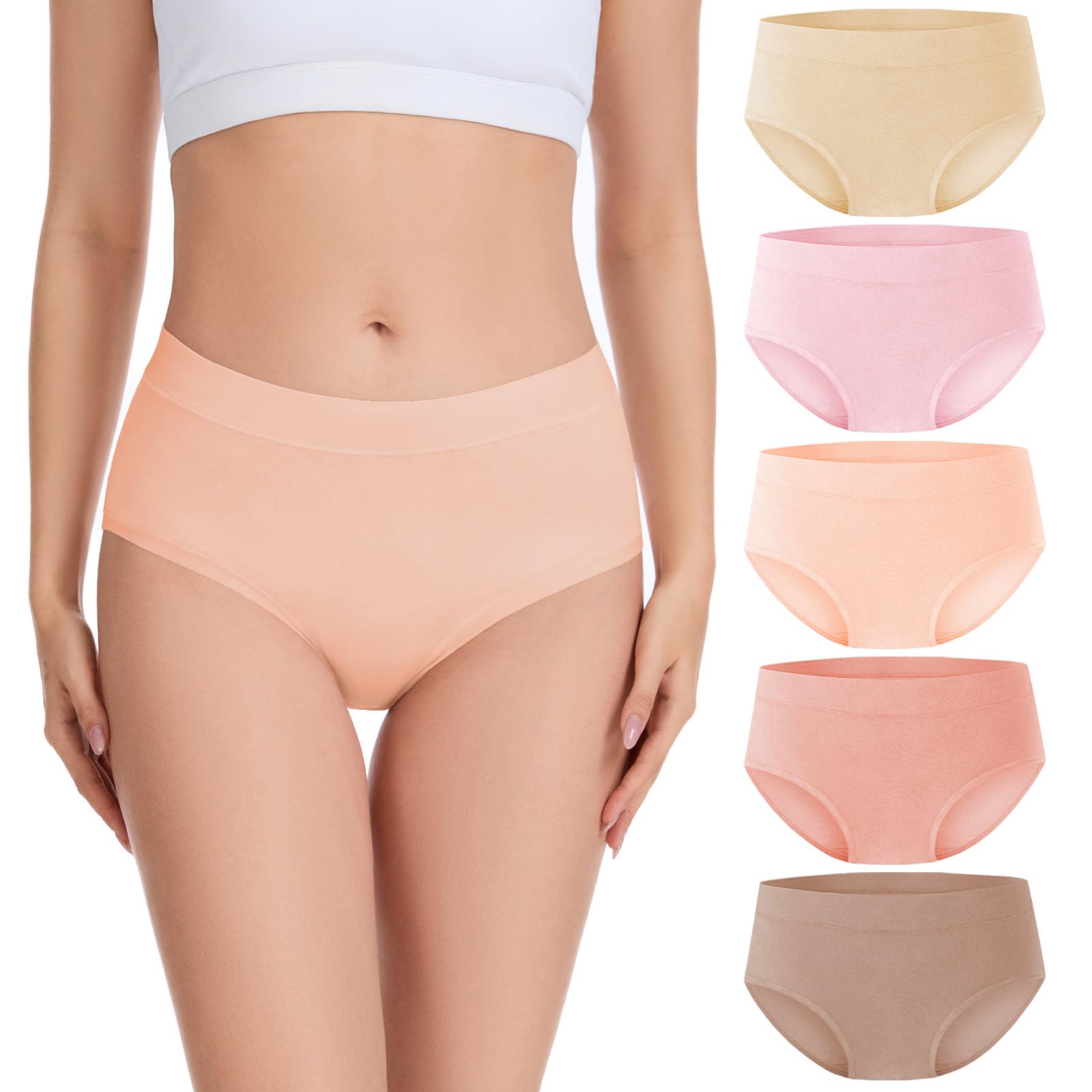 Migbean Viscose From Bamboo Women's Underwear Mid Waisted Ladies Cotton Panties Sweat Wicking Soft Full Coverage Briefs