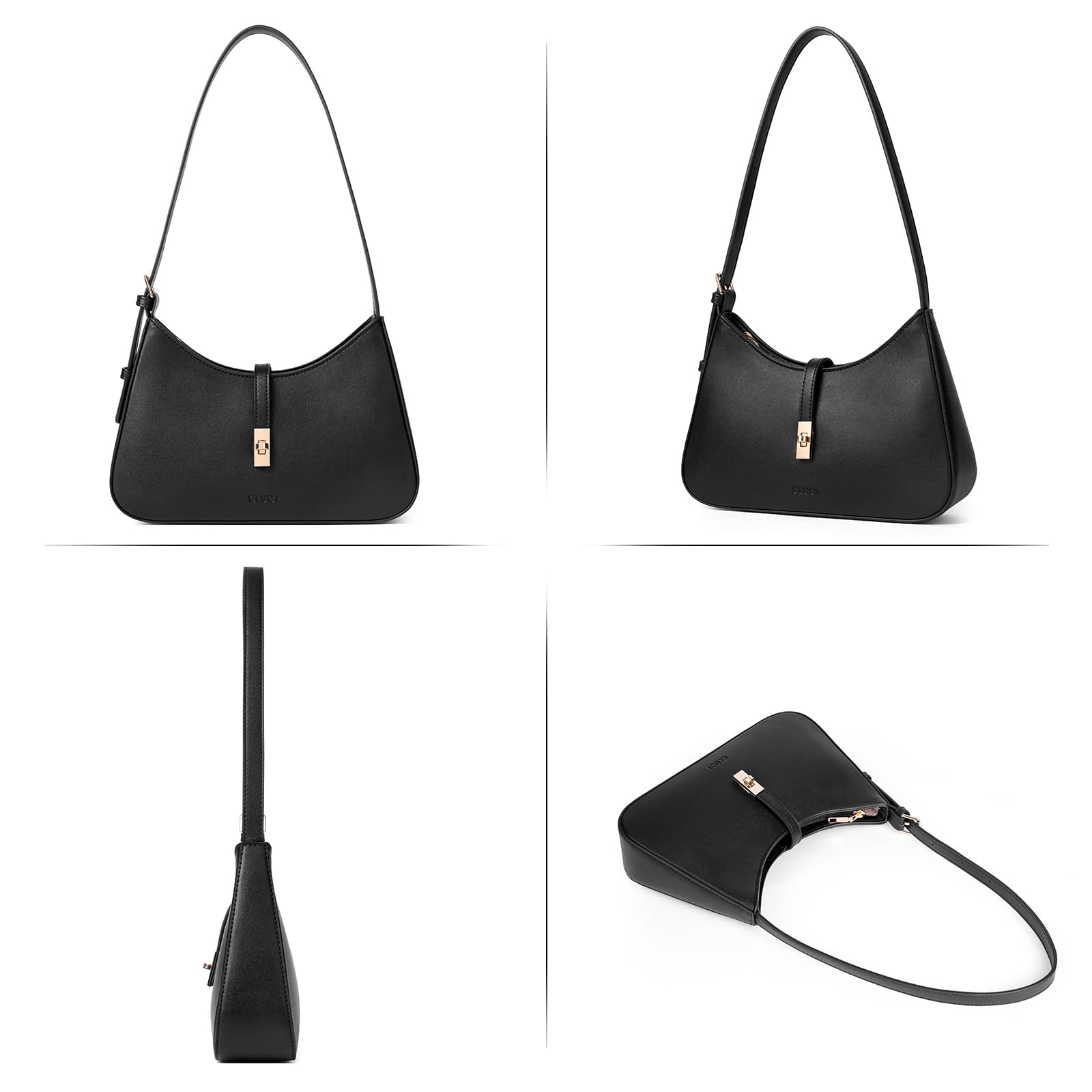 CLUCI Shoulder Bag for Women, Purses for Women, Handbag Hobo Bags Vegan Leather Crossbody Purse with Adjustable Strap Black