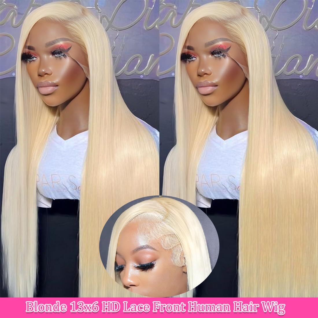 LETMIEO 30 Inch 613 Lace Front Wig Human Hair Blonde 13X6 HD Transparent Lace Front Wigs Human Hair 180% Density Blonde Glueless Wigs 613 HD Straight Lace Frontal Wig Pre Plucked