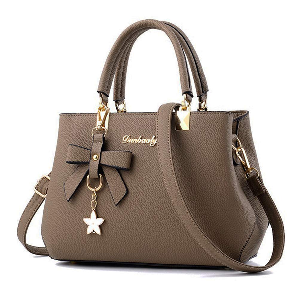 Dreubea Womens Handbag Tote Shoulder Purse Leather Crossbody Bag (Khaki)