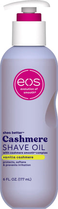 eos Cashmere Shave Oil – Vanilla Cashmere, Moisturizing Shave Oil with Shea Butter & Glycerin, Helps Prevents Irritation & Razor Burn, Vegan, 6 fl oz