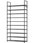 Kitsure Shoe Rack for Closet - 10-Tier Shoe Organizer with Hook Rack, Large-Capacity & Space-Saving Shoe Shelf for Entryway, Bedroom, Living Room,32.2" x 11.8" x 68.5", Black